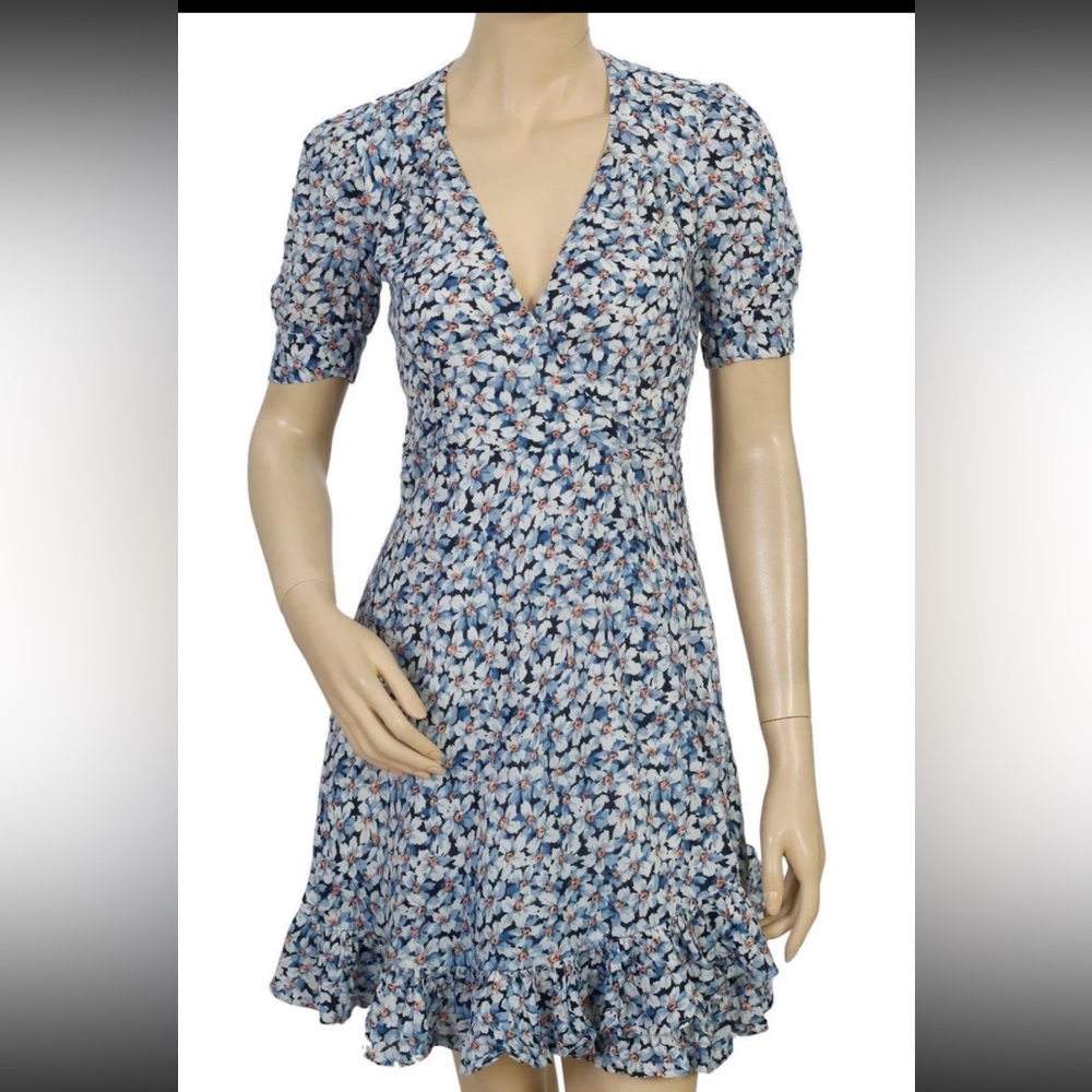 Floral Wrap Dress puff sleeves - Swing Dancing / Vintage look size 4